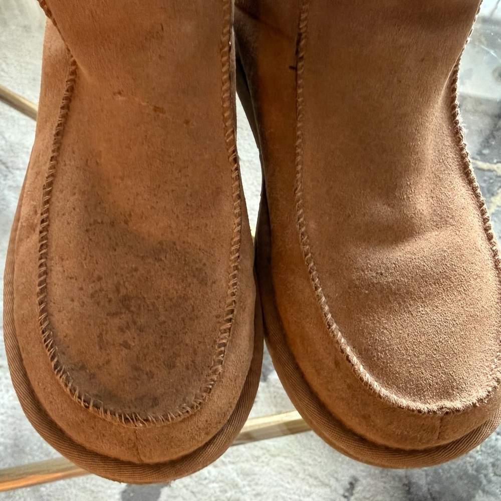 Ugg Downtown 5210 Chestnut Camel Light Brown Suede Sheepskin Tall Boots 8M - Picture 2 of 10